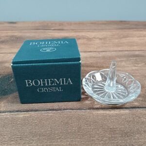 Bohemia Crystal Ring Holder Dish Clear Glass Scalloped Edge With Box